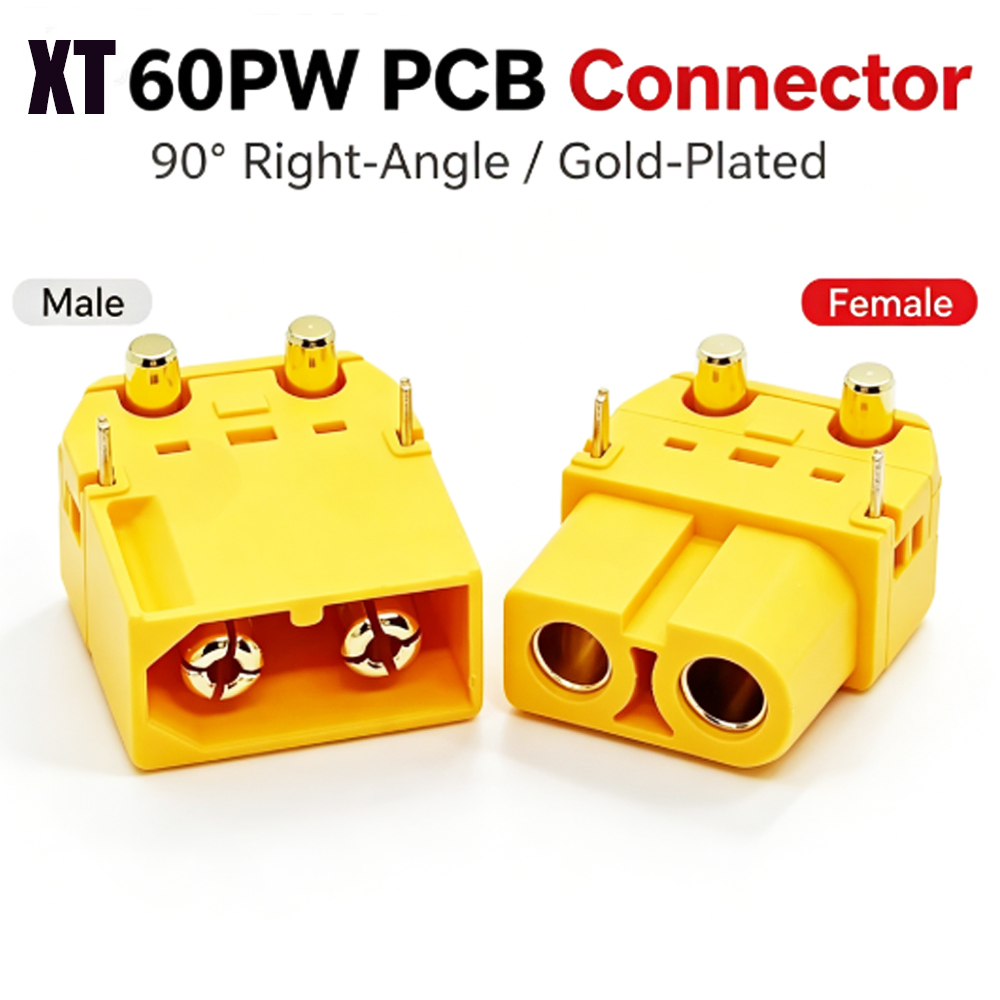 Drone Battery Adapter - Amass XT60PW PCBマウントコネクタ 90 ° RCドローンバッテリーパワーアダプター用金メッキオス・メスプラグ