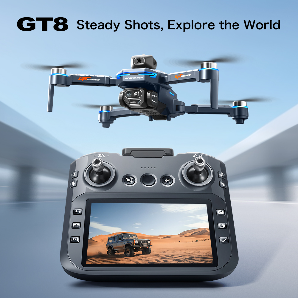Drone Controller Screen - GT8 障害物回避空中ドローン – 大画面リモコン付き HD ブラシレス