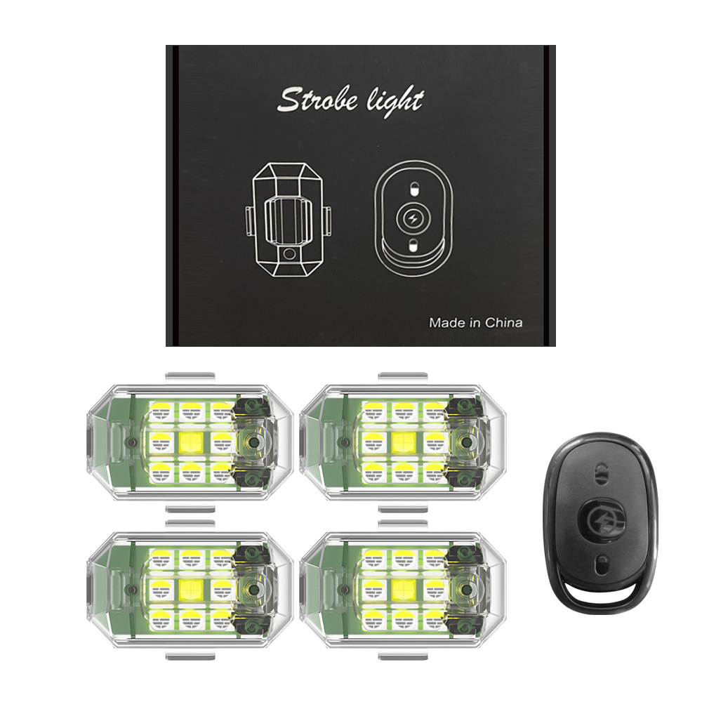Drone Strobe Light - 1/2/4 個ワイヤレス LED ドローンストロボライトオートバイ車バイク用リモコン衝突防止警告灯信号灯