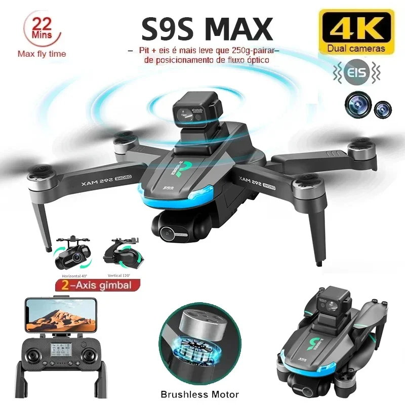 新しい S9S MAX ミニドローン 4K 2 軸 PTZ  - Drone Remote Controller Lanyard のレビューと価格
