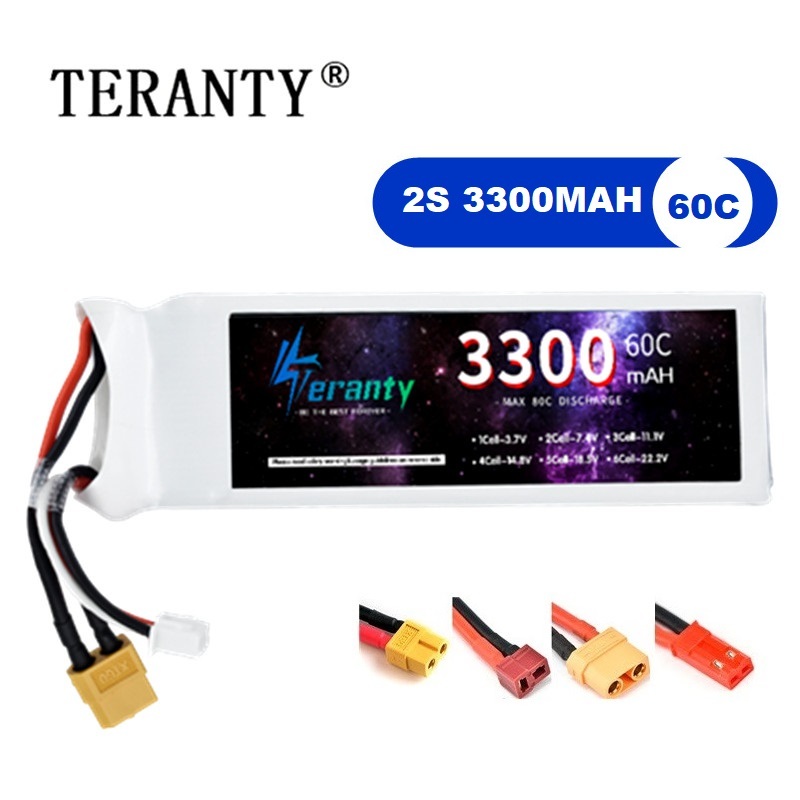 2S 7.4V リポバッテリー 3300mAh 60C 車  - Drone Battery Adapter のレビューと価格